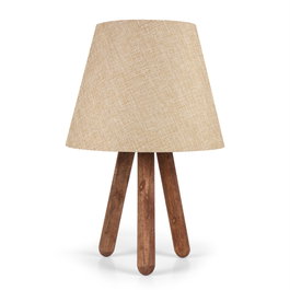 Opviq Lámpara de Mesa AYD-641 Crema y Marrón, PVC y Haya, 22 x 33 cm